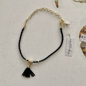 Ettika x Revolve Black Braided and 18k Gold Plated Tassel Y2K Short Necklace